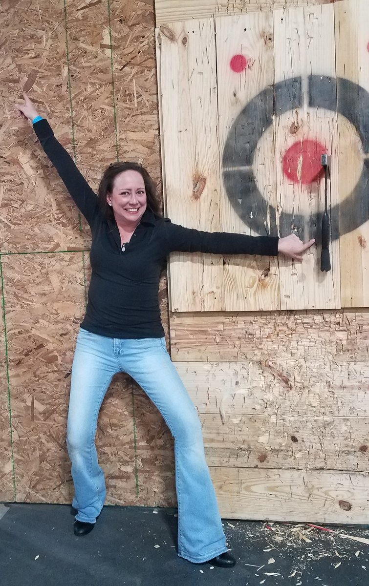 JennOrrBuchanan's tweet photo. When a fabulous fellow #FunFilly has a birthday and Keeneland is not yet open, the #RacingGirls celebrate with beers and axes... Happy birthday @LeahOMeara3!!!  #AlcoholAndAxes #NoLimbsWereLost #FunFillies #IFoundMySport https://t.co/G9dAgWGZHk