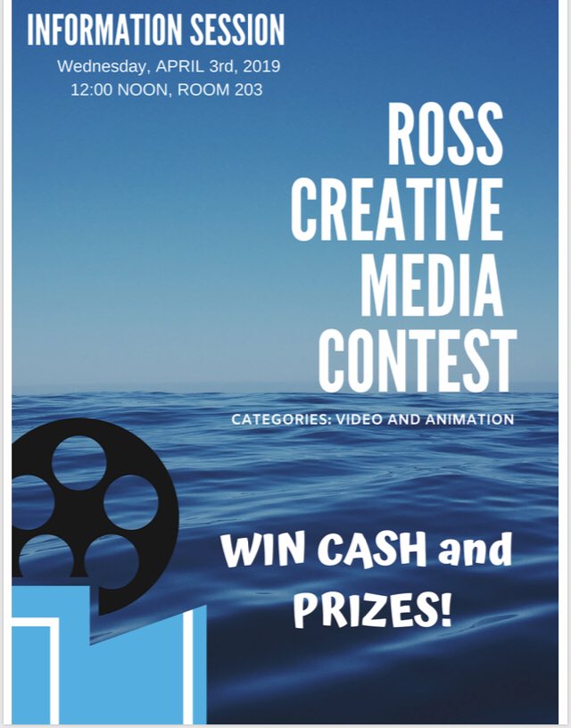 jfr_visualart's tweet image. Ross is hosting a Creative Media Contest that will allow students to showcase their creativity and skills related to visual storytelling.  Entries can be in one of two categories: Video or Animation.
Winners can earn cash and prizes!