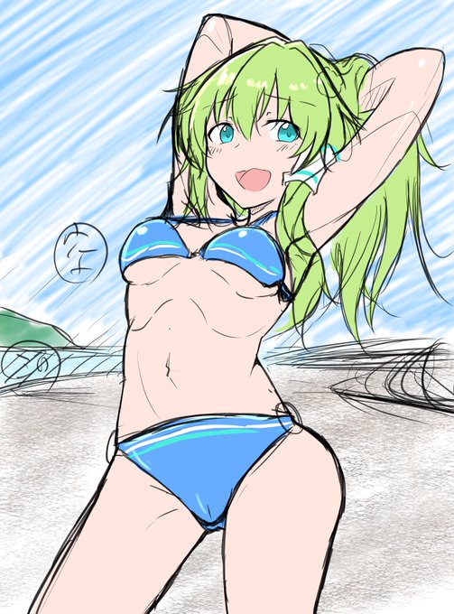 水着早苗さんラフ 