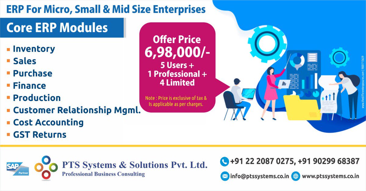 PtsSystems's tweet photo. #ptssystemsandsolutions #SAPBusinessone #ERPSolution #ERPModule #MicroEnterprises #SmallEnterprises #Mediumenterprises @SAP @SAPIndia @SAPPartnerEdge https://t.co/f6ISHNoDfU