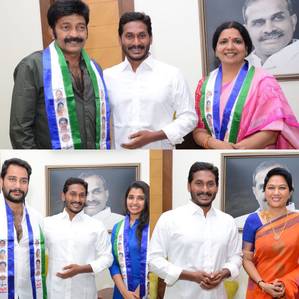 devusureshredd1's tweet photo. New joinings! Tollywood’s Veteran actors Jeevitha, Rajashekar, anchor Syamala and Hema join YSRCP today. #AndhraPradesh #AndhraPradeshElection2019 #YSRCP #Jagan #Elections2019 https://t.co/G5q3ypjfHW