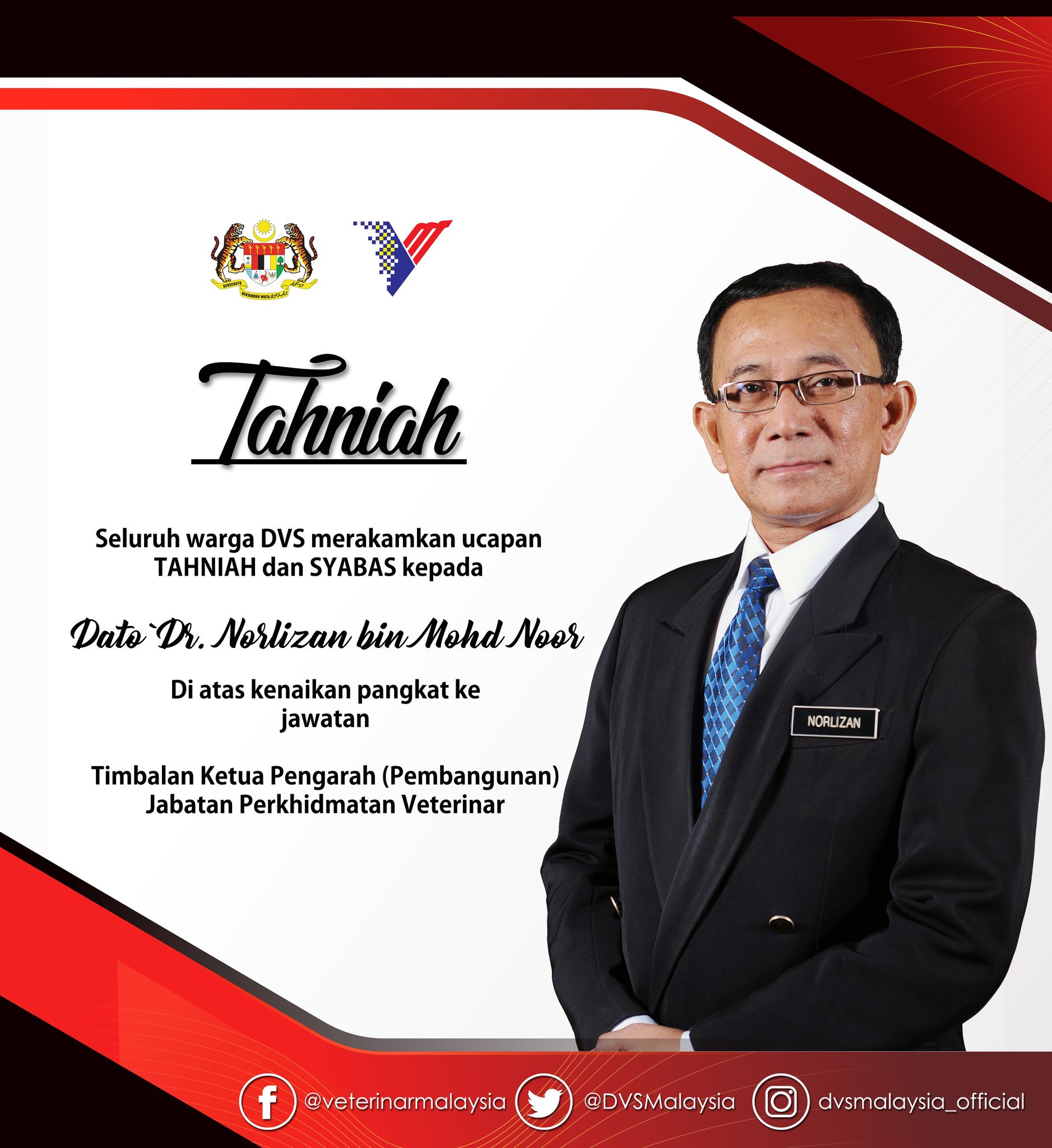 Twitter à¤ªà¤° Jabatan Perkhidmatan Veterinar Seluruh Warga Dvs Mengucapkan Tahniah Di Atas Kenaikan Pangkat Kepada Dr Marzuki Bin Zakaria Timbalan Ketua Pengarah Kesihatan Dato Dr Norlizan Bin Mohd Noor Timbalan Ketua