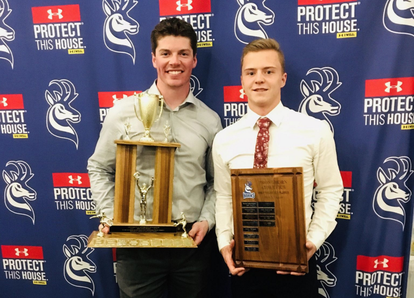 .<a href="/SCUnitedSoccer/">SC United Soccer</a> alum Thomas Hammerton (left) recently collected some hardware with the University of Lethbridge Pronghorns men's soccer team. READ: swbooster.com/article/8167/h…