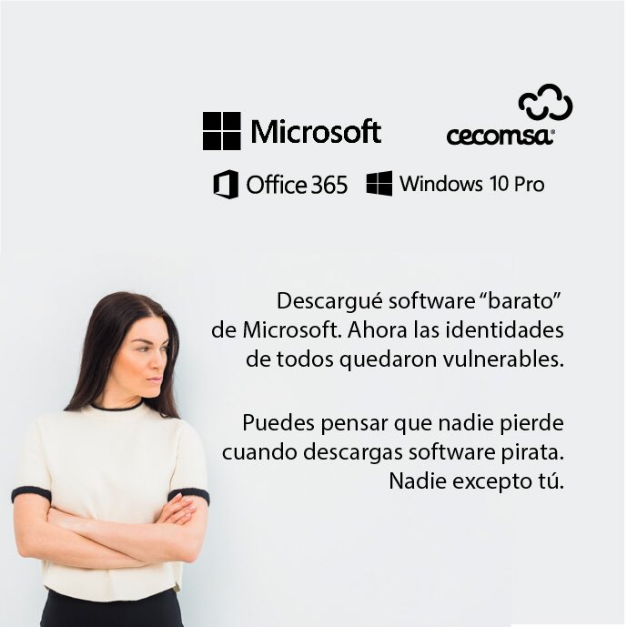 CecomsaRD's tweet photo. Cuando descargas un software pirata, vuelves a tu empresa mas vulnerable.
•
•
#OriginalEsMejor #Office365 #Microsoft
#CecomsaRD https://t.co/7ECOdlZHi5