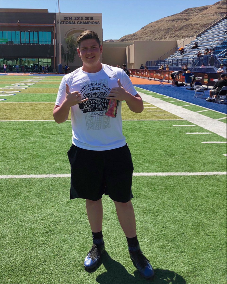 DempsyGoodro's tweet photo. Coming off the best weekend down here at the Polynesian Bowl Combine in Las Vegas. Thank you so much for the invitation and hospitality. 
@polynesiabowl @BishopGormanFB @chiawanafb https://t.co/XXzJA6Es9t