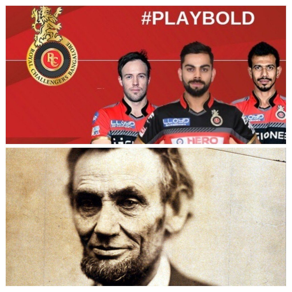 SHanamshetty's tweet photo. @RCBTweets One day when RCB wins the cup it's story will be same as that of Abraham Lincoln. A series of failures,  yet an unflinching determination and striving hard for the success. That's RCB. https://t.co/kzelUOrs8E