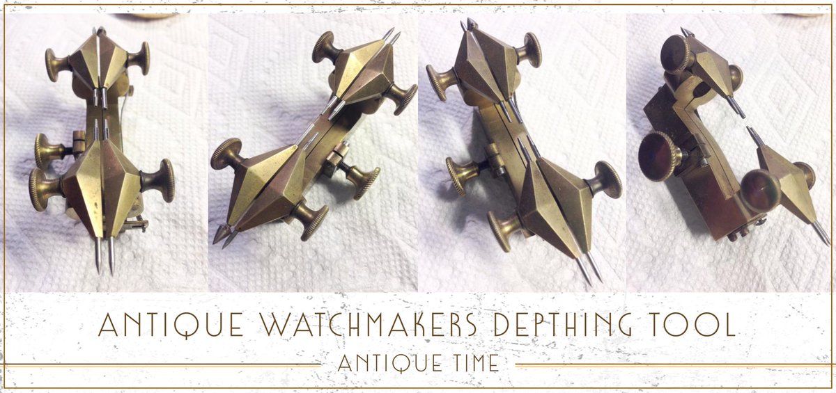 StanHoffman's tweet photo. Very beautiful ANTIQUE WATCHMAKERS DEPTHING TOOL.
Typically used to gauge and adjust proper depth of gears and pinions in all sizes of watches.
🔗 https://t.co/Eei18VBRG1
#WatchTools #WatchmakersTools #WatchRepair #Antiques #Horologist #Watchmaker #TimeBuilder #AntiqueTime https://t.co/swp6z4Rler