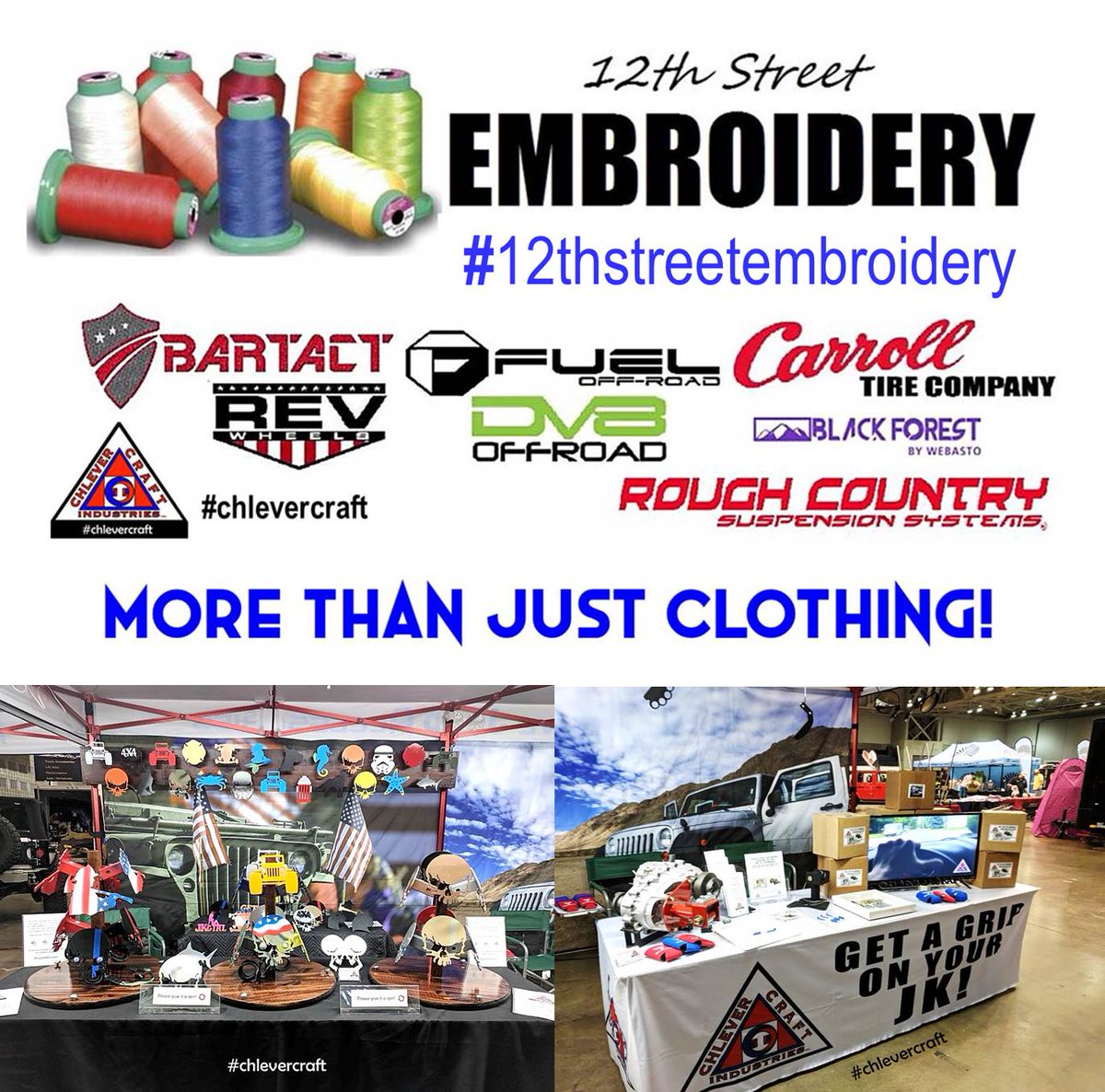 mymetalmadness's tweet photo. Make sure you stop by the #12thStreetEmbroidery tent at the @theMBJeepJam ... check out all the great stuff they have!! π€©ππ
#chlevercraft #mymetalmadness #roadtrip #adventure #offroad #4x4 #trailerhitchcover #hitchcover #footpegs #sidemirrors #jeepproducts #jeepaccessories https://t.co/BilL8uYdtD