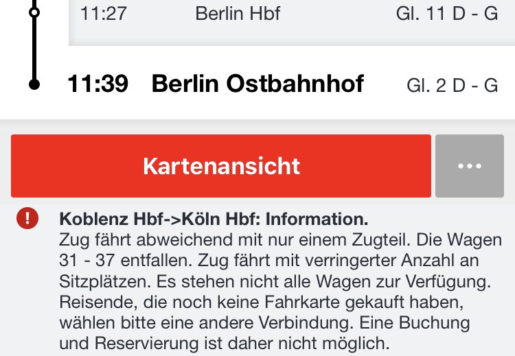 JenBuWu's tweet photo. #ice553 schon wieder nur ein Teil - Montagmorgen?#diedbliebtihrekundenicht @DB_Bahn @refundrebel_EU jede Woche mindestens einmal nur ein Zugteil. Es nutzen keine #entschuldigungen es nutzen #taten. #rutwas Danke! https://t.co/sccsYCIgQy