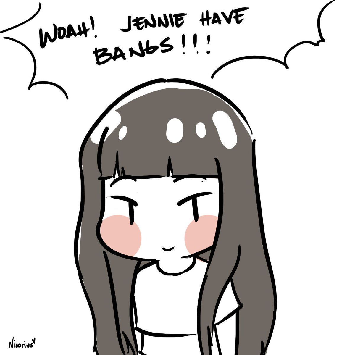 _nicorius's tweet photo. You like, my hair? Gee thanks, just bought it~ #blackpink #jennie #aprilfools #blackpinkfanart #KILLTHISLOVE https://t.co/gKpLh4q4aM