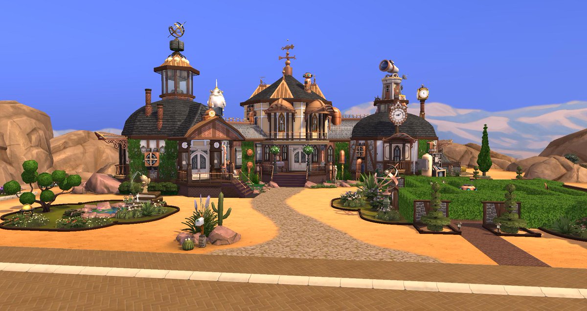 Kittkat7147's tweet image. Inspired by @Bree_Miles ' March #ShownShare challenge - a Steampunk manor for #Sims4  It's quirky but fully functional! Live out your Steampunk dreams in Grandmeadow Estate tinyurl.com/y3awu2qa   #ShowusYourBuilds @SimGuruKate @SimGuruGrant @TheSims @BuildnShare