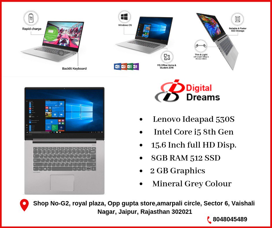 Buy Lenovo Ideapad 530s Core i5 8th gen at Low Price. 
Visit our store at Vaishali Nagar, Digital Dreams Jaipur
08048045489
Product - digitaldreamsjaipur.com/product/lenovo…
#lenovolaptops #ideapad #lenovoideapad #lenovoideapad530s #nvidiagraphics #intel #intelcore #intelcorei5 #i58thgeneration