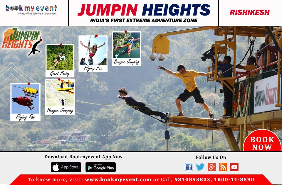 BOOKMYEVENTCOM's tweet photo. Jumping Heights India's First Extreme Adventure Zone #Rishikesh #Bungeejumping
Book tickets here: https://t.co/Kv5Ft6lJD9
#Bookmyevent #JumpinHeights #OnlineTickets #Rishikesh #India https://t.co/IzAXF4ILD7