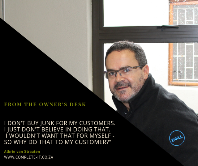 CompleteITCT's tweet image. From the owner's desk:  'I don't buy junk for my customers!  I just believe in doing that.  I wouldn't want that for myself - so why do that to my customer? #completetrust #completereliability #completequality #completeclientservice #completeitsolutions