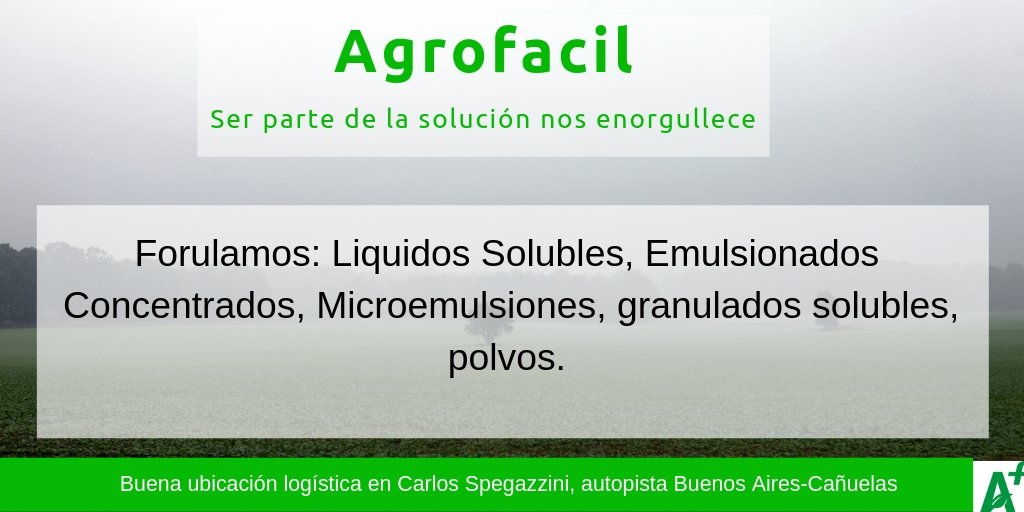 RinderAgrofacil's tweet photo. #Argentina #BuenosAires #ServiciosdePlanta #Industria #Fitosanitarios #LiquidosSolubles, #ConcentradosEmulsionables, #Microemulsiones, #granuladossolubles, #polvos, centrados en el #cliente, buena logística @RinderAgrofacil https://t.co/N1FJY3iAFh