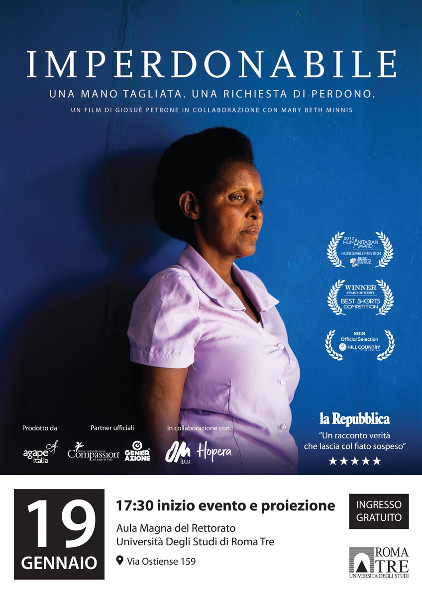 📽️ IMPERDONABILE. Una mano tagliata. Una richiesta di perdono.⁣
#Docufilm di Giosuè Petrone. Partecipa anche tu, proiezione gratuita a #Torino!⁣

📅 Sabato 6 aprile, ore 20⁣, al #Sermig⁣

Per assicurarti un posto, registra il tuo biglietto su compassion.it/imperdonabile