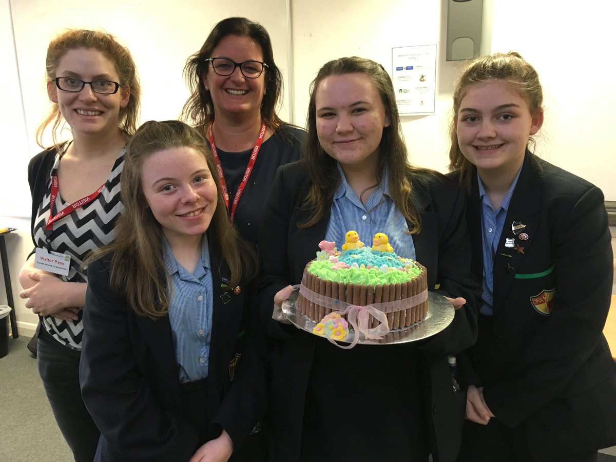 Reaseheath's tweet photo. And to Lily, Georgia and Louisa @prentonhigh (second) with their duckling cake and to Emily and Cara @Newcastle_Acad (third) with their unicorn cake. They were all awarded vouchers and Krystal also won two ipads for her school! https://t.co/TPqvXykd6o