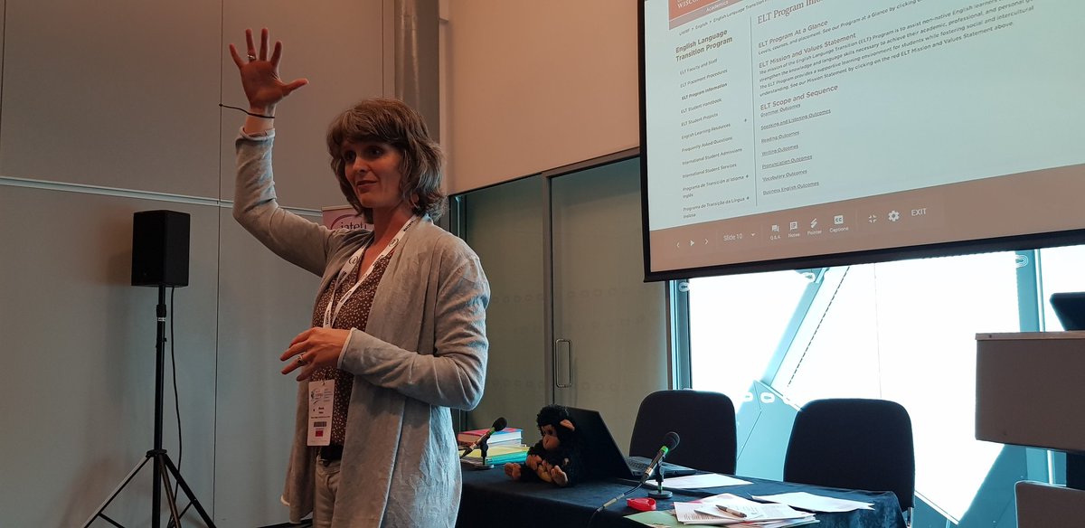kath_martink's tweet photo. Rhonda Petree at LAM SIG PCE #iatefl2019: 'We're English teachers, so we talk a lot' (I'll add a more serious quote later!) https://t.co/KyviKhzZkC
