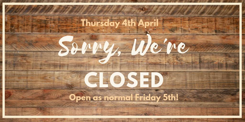 Sorry for the lack of fun but we will be closed this Thursday. 😢

Don't worry though, we'll be open on Friday as normal!