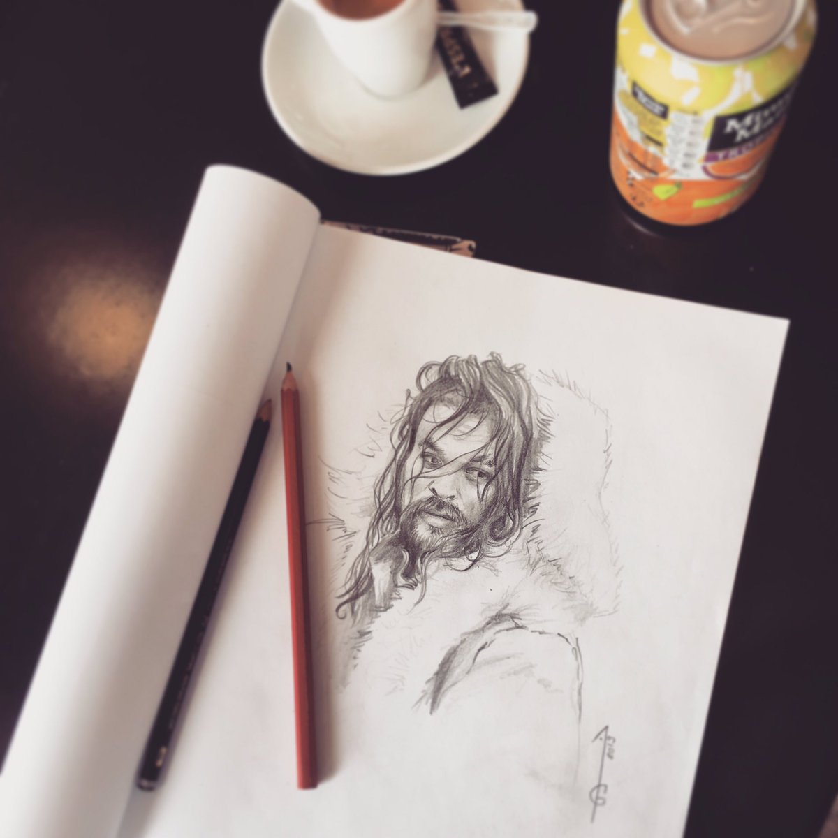 AudreyGianelli's tweet photo. Another sketching/breakfast time, with Jason Momoa in the awesome TV Show, FRONTIER.
Who watch it ?
•
•
#jasonmomoa #frontier #declanharp #gameofthrones #aquaman #dccomics #doodle #skecth #sketching #dooddling #art #artist #drawing #dessin #fanart https://t.co/NsBRpW1xNX