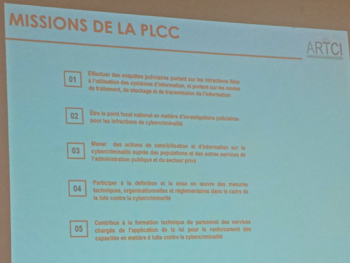 artcitic's tweet image. Les missions de la @PLCC_CI en matière de lutte contre la #cybercriminalité @artcitic #ci225 #CivTech @RTI_info #Ci
