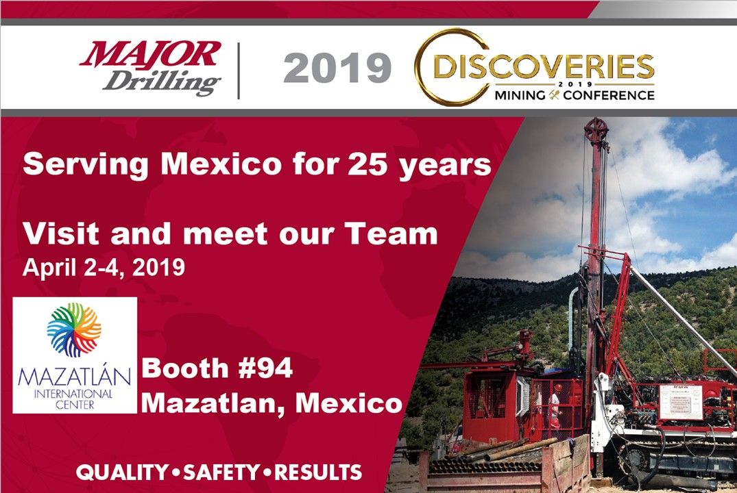 MajorDrilling's tweet photo. Sharing #MajorDrilling's perspective on #strategicgrowth in specialized #drilling is our goal at the Discoveries Mining Conference in Mazatlan, Mexico this week. #gold #silver #commodities #DrillingExperts #exploration #DefiningExploration https://t.co/ns39OhMTaO