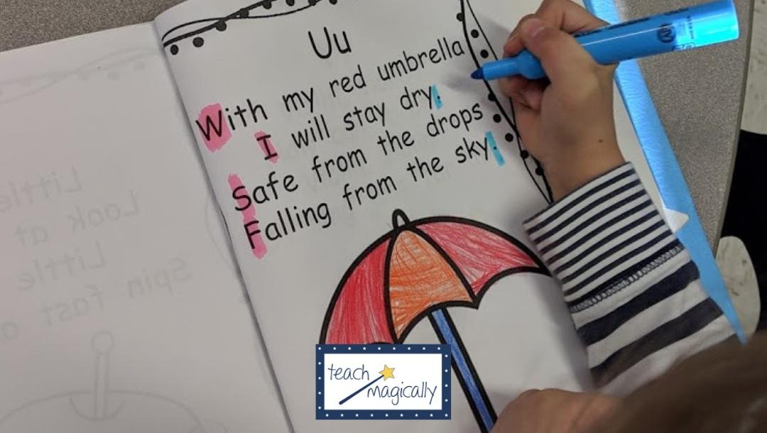 TeachMagically's tweet photo. Love using Alphabet Poems to teach print concepts. We are reading and writing many words and books but still need help with beginning of a sentence and punctuation so highlighting them in our poetry anthology makes is meaningful. #teachmagically
#poetry#alphabetpoems#kinderchat https://t.co/BLc2iAbnjA