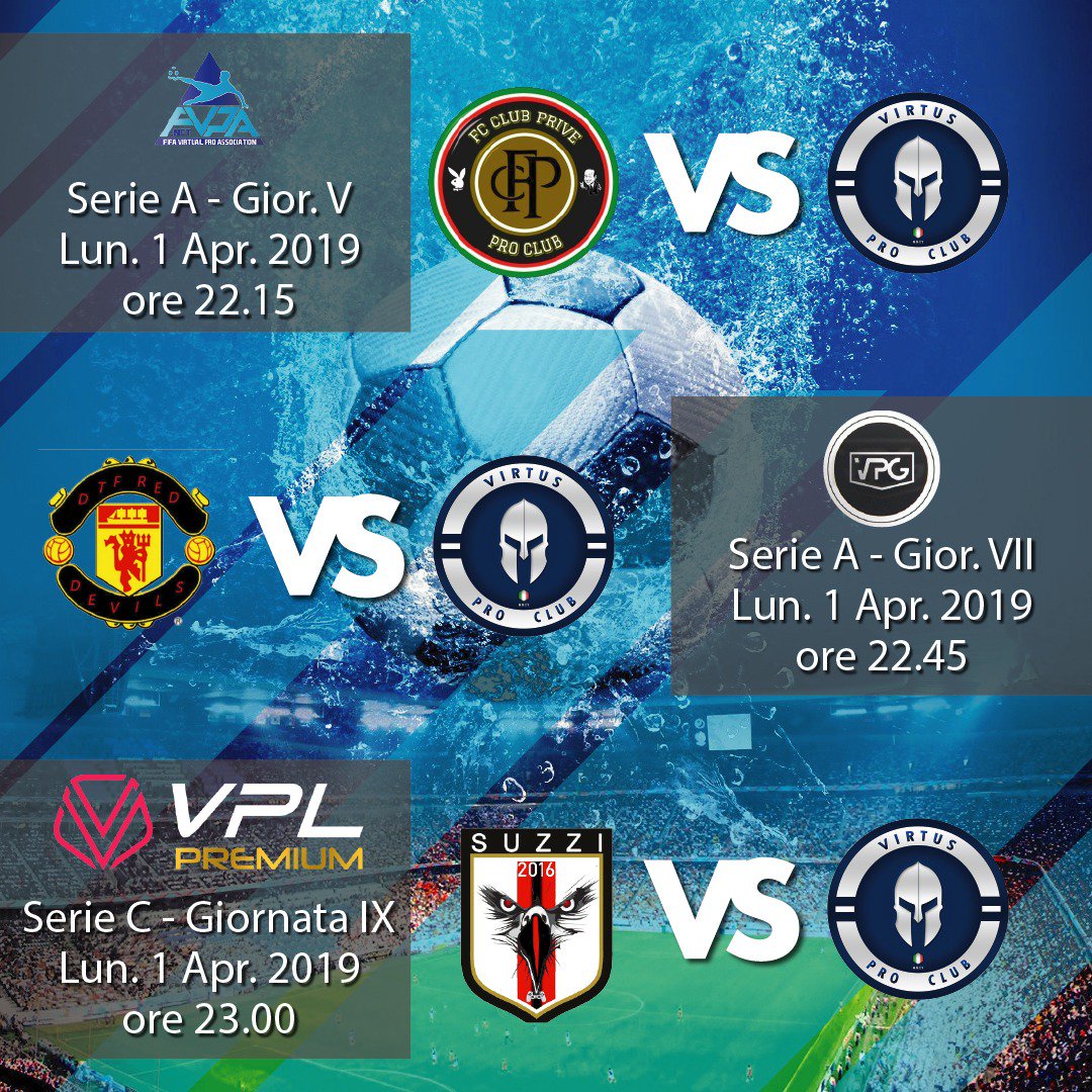 virtusproclub's tweet image. 💥MATCHDAY💥

🆚 @fc_prive 
⏰ 22.15
🏆 @FVPA_net #SerieA

🆚 @DTF_RED_DEVILS 
⏰ 22.45
🏆 @VPG_Italy #SerieA

🆚 #SUZZI
⏰ 23.00
🏆 @VPLItaly #SerieC

#InRoboreVirtus #NoFear

Sponsor: @YdnGamers 

📺⏰ live 22.10
m.twitch.tv/sin4ps3/profile