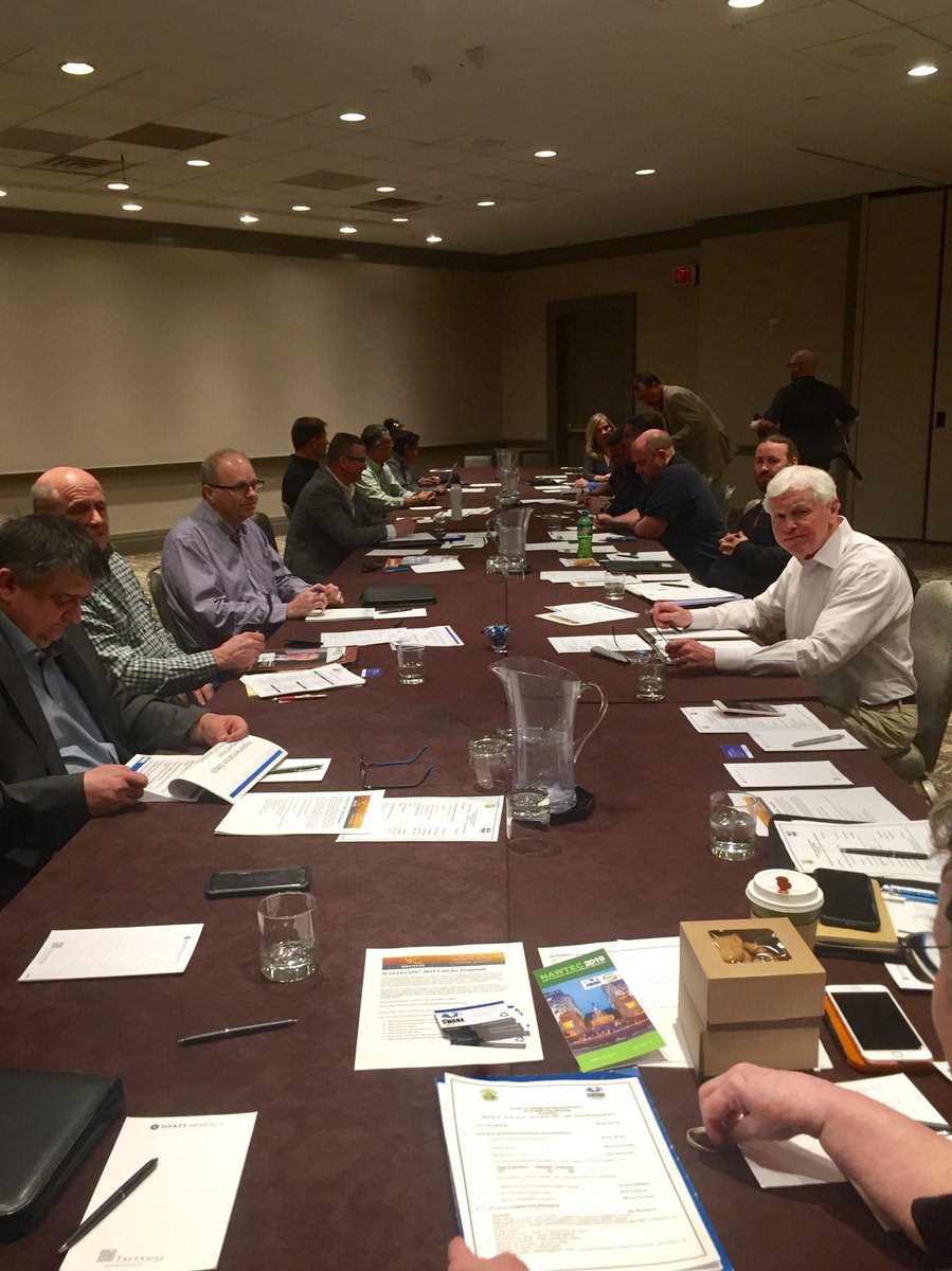 biderman's tweet photo. Solid waste is generated 24/7 which is why the @SWANA WTE Tech Division met on Sunday before #NAWTEC @RestonHyatt. Great meeting w/ lots of future leaders! @Covanta @WTIEnergy @Macquarie @fairfaxcounty @MontgomeryCoMD https://t.co/glueww0TS4
