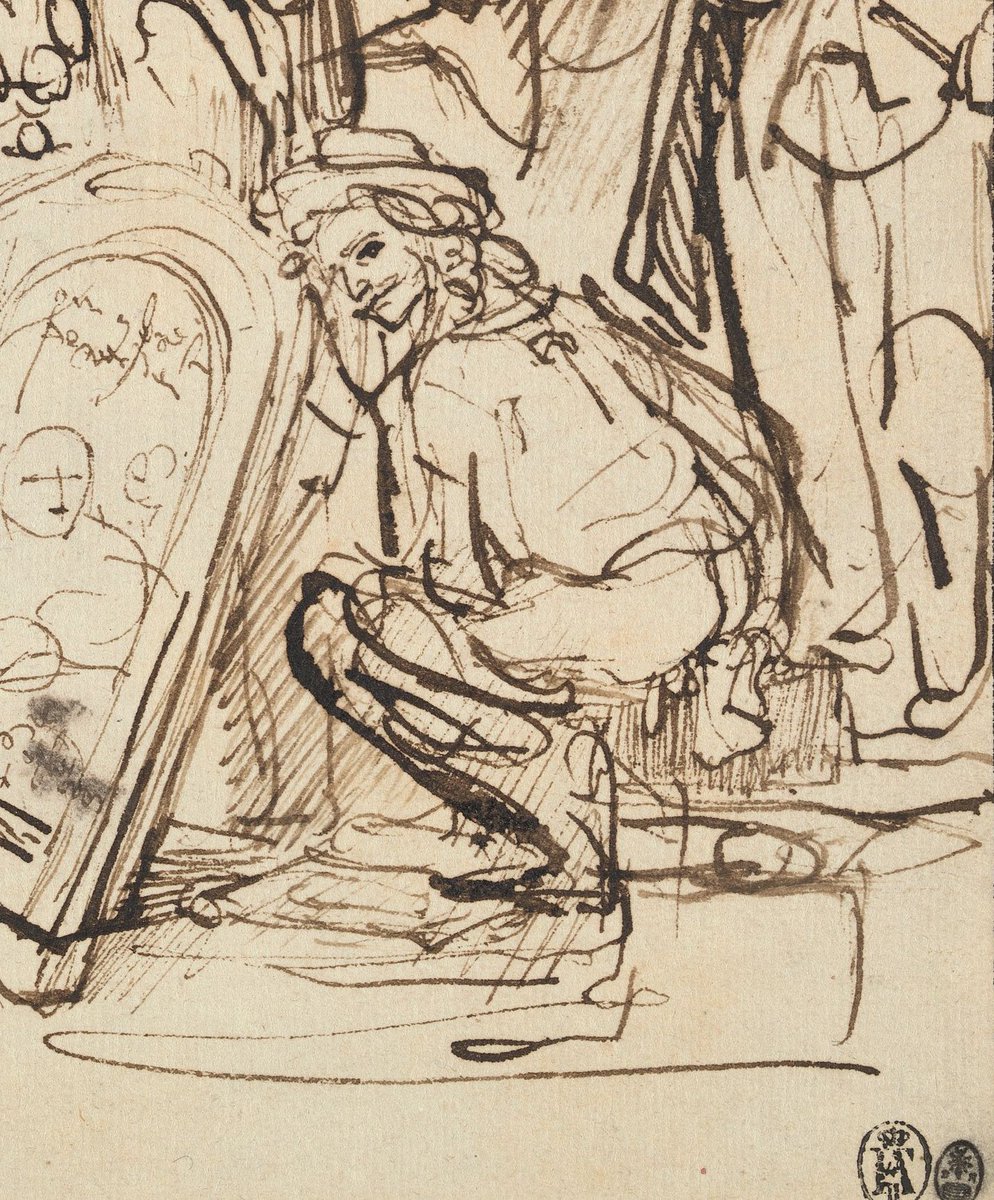 RembrandtsRoom's tweet image. Rembrandt was a frequent visitor to the Old Church. It is where he signed signed his nuptial contract, where his wife is buried. He must have known the medieval misericords. Did he use this one in his satire on art criticsm?