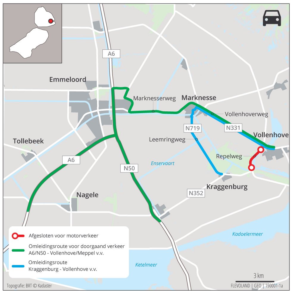 FlevoWegen's tweet photo. Reminder: van maandag 1 april t/m maandag 22 april is de #Repelweg #N352 afgesloten tussen de #Voorstersluis en de #Voorsterweg. Er zijn omleidingsroutes ingesteld voor bestemmingsverkeer en doorgaand verkeer. Meer info op https://t.co/drxPvCaTus https://t.co/mevnTZKIU6
