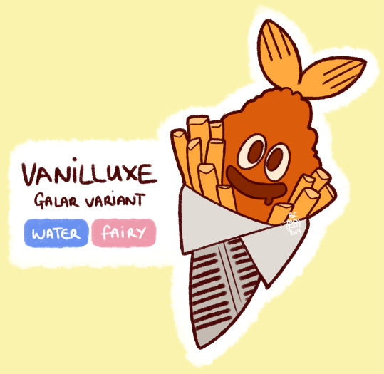CauliflrSqueeze's tweet photo. I'm probably too late but I whipped this up quickly! Vanillish as fish and chips for the #GalarFormContest Chipnfish?? https://t.co/1nCh2xlwzD