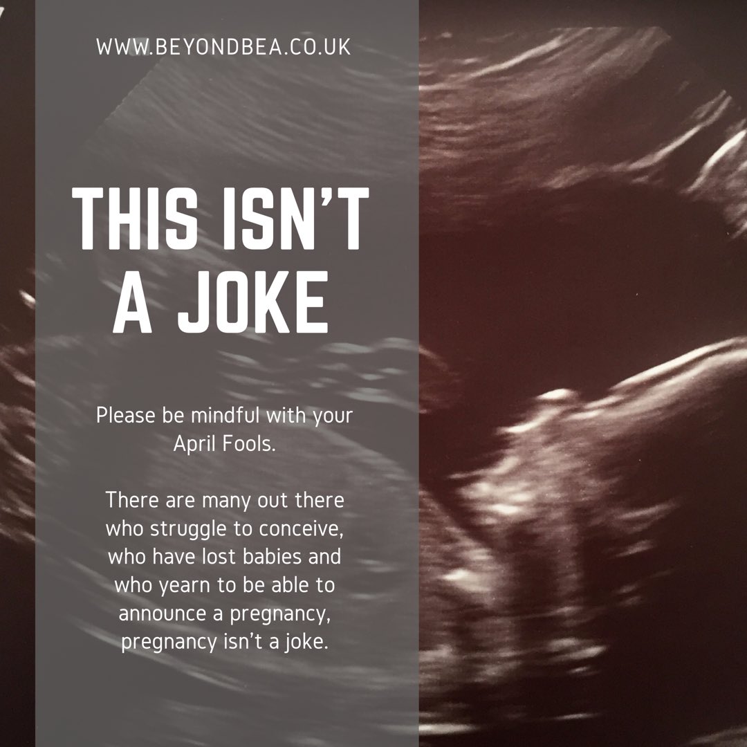 BeyondBea1's tweet photo. This shouldn’t need to be shared, but for those who may need a polite reminder today, pregnancy isn’t a joke.
#babyloss #aprilfools https://t.co/vvTntJ5wCK