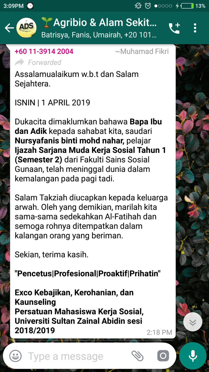 Syaheera Lee On Twitter Assalamualaikum Korang Semua Aku Tahu Aku Bukan Siapa Tapi Aku Harap Korang Boleh Sedekahkan Al Fatihah Buat Kedua Ibu Bapa Sahabat Aku Nursyafanis Mohd Nahar Sebab Parents Dia