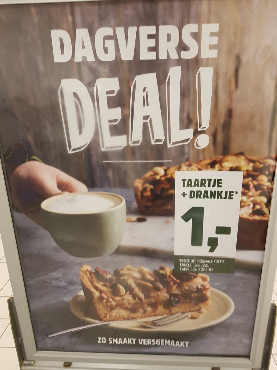 Geen Grap , maar echt waar.
Koffie met gebak voor 1 euro ! Bij La Place