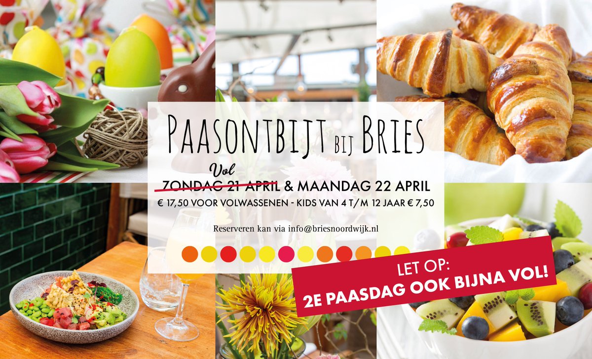 ★★ PASEN AAN ZEE ★★ 

We hebben nog enkele plekken vrij voor ons #Paasontbijt op 2e Paasdag. Helaas zitten we op 1e Paasdag al vol. 

Wil jij graag op 1e Paasdag ontbijten? Dan verwijzen we je graag naar <a href="/HetZuiderbad/">Zuiderbad</a> Kijk op zuiderbad.nl voor de mogelijkheden 🐣