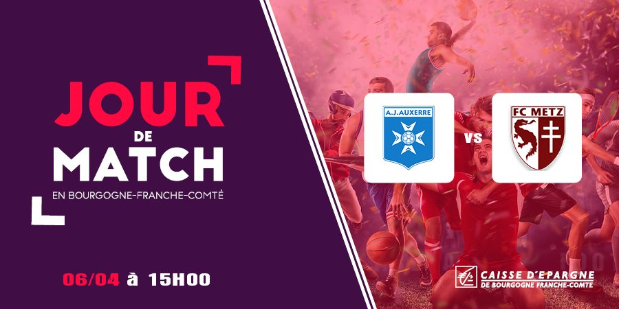 CaissEpargneBFC's tweet photo. Ce soir c'est foot ⚽ !
@AJA ⚡ @FCMetz
🕒 15h00
 🏟 Stade de l’Abbé Deschamps #AUXERRE #TeamAJA
#PartenariatCEBFC #TeamCEBFC https://t.co/otpK6v91zB