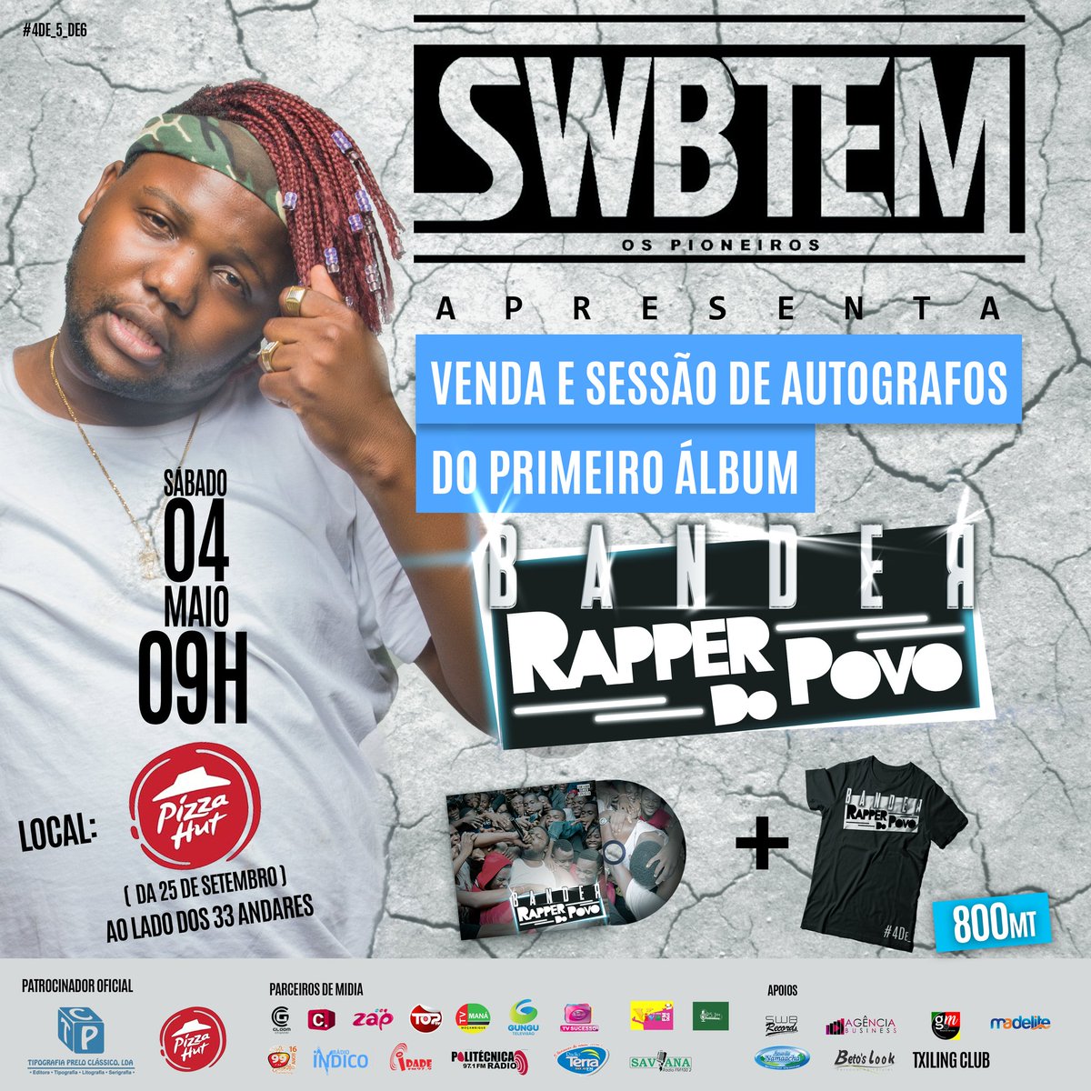 BanderMuirec's tweet photo. A GANG TA COMPLETA
Então!
#Dia4DeMaio
#LançamentoDomeuPrimeiroÁlbum 💽
#RAPPERDOPOVO
#9H No #PIZZAHUT dá #25DeSetembro (Ao lado dos #33Andares)
#CD 💽por apenas #300mt
Conto contigo! https://t.co/nbi7WPNhIg