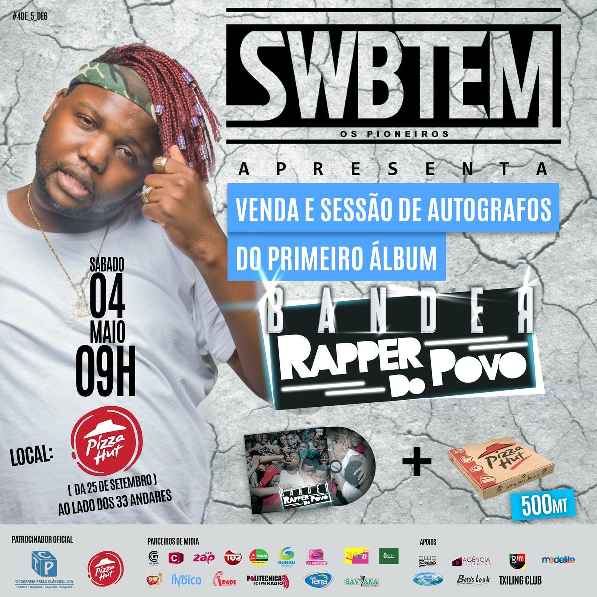 BanderMuirec's tweet photo. A GANG TA COMPLETA
Então!
#Dia4DeMaio
#LançamentoDomeuPrimeiroÁlbum 💽
#RAPPERDOPOVO
#9H No #PIZZAHUT dá #25DeSetembro (Ao lado dos #33Andares)
#CD 💽por apenas #300mt
Conto contigo! https://t.co/s20oE3hUwL