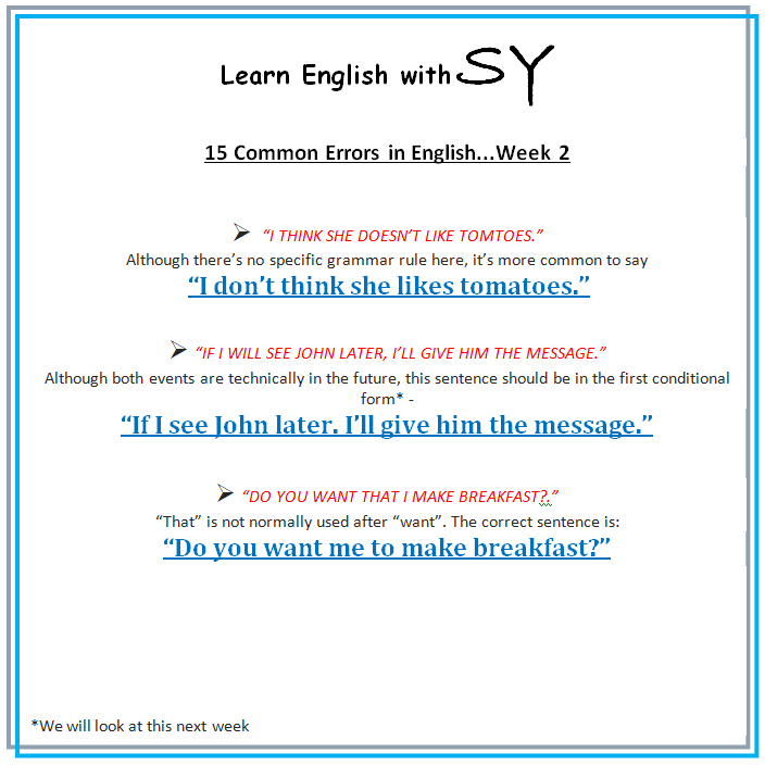 StandByYouUK's tweet photo. These common errors in #English are made by #students of all levels, from beginner to advanced. 
Here are some quick explanations and tips about how to avoid 15 common English mistakes...WEEK 2
Week 1 👉18th March

#standbyouk #learnenglish #englishlessons #englishlearning https://t.co/85M3ncO4eL