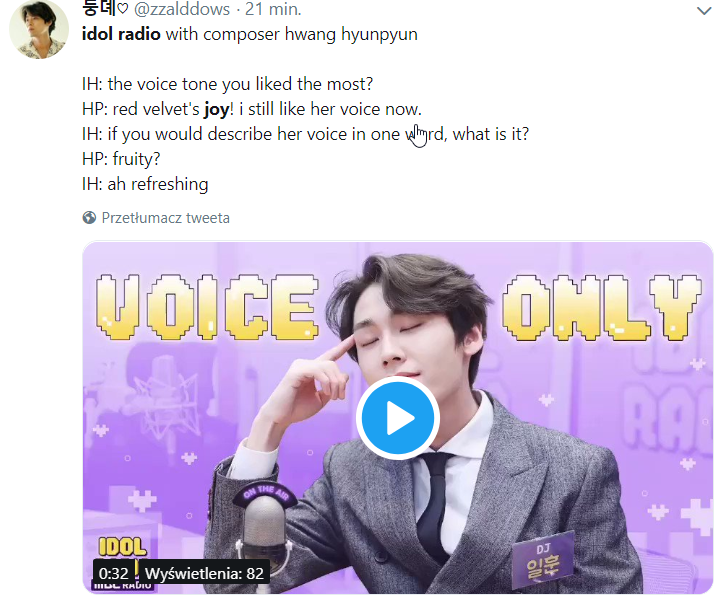 48. The Korean composer Hwang Hyunpyun said he likes Red Velvet Joy's the voice tone the most! (He made some songs for SM artists)