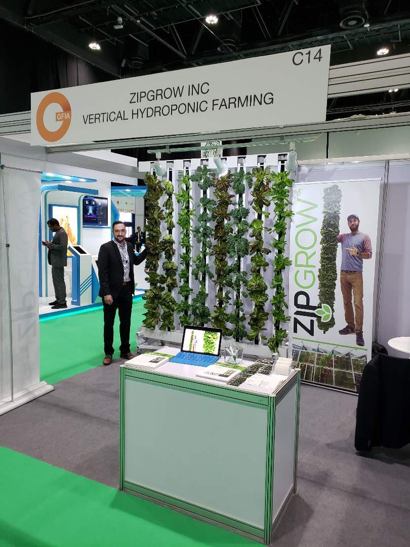 The #ZipGrow booth is set up and ready to go at the <a href="/TheGFIA/">GFIA MENA</a> Conference in Abu Dhabi! #IndoorFarming #VerticalFarming