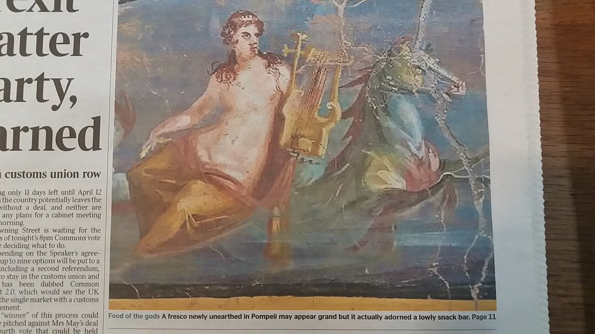 Morning. Love this Snack Bar mural from ancient Pompeii. In todays Times.