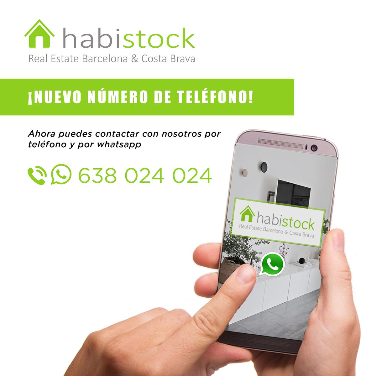 HabiStock's tweet photo. ¡Hemos cambiado de #teléfono! A partir de ahora puedes contactar con nosotros llamando al 📞638024024, o bien por #WhatsApp. Te ayudaremos a encontrar tu vivienda ideal.

#api #Inmobiliaria #RealEstate #Barcelona #Bcn #SagradaFamilia #phone #home #hogar #vivienda #venta #alquiler https://t.co/4c9TLdEqV9