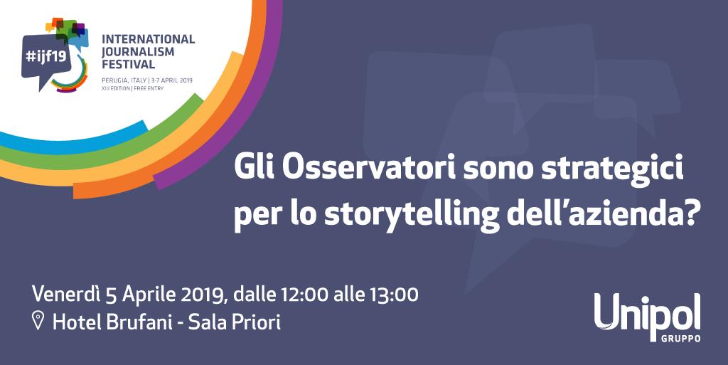 Cose belle del mio #lavoro: essere al #ijf19 il 5 aprile per il panel di @UnipolGroup_PR sugli Osservatori Aziendali come risorsa per lo #storytelling aziendale. Lo racconterò live con <a href="/andreacreativo/">Andrea Carini</a>, <a href="/leti_palmisano/">Letizia Palmisano</a> e <a href="/franz_russo/">Francesco</a>. Info qui: bit.ly/IJF19Unipol #jf19unipol