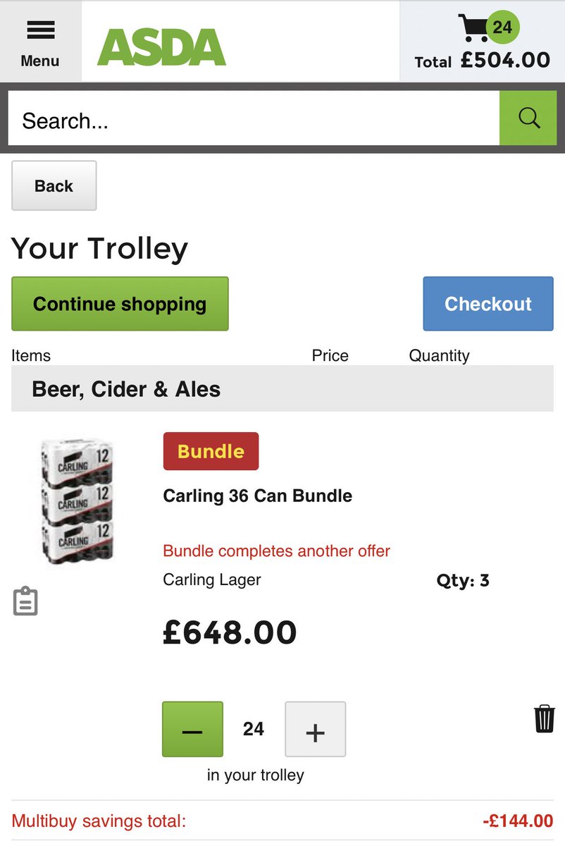 Bonxy's tweet image. Yet your ok with me ordering 864 cans of Carling?? #WhereIsTheLogic