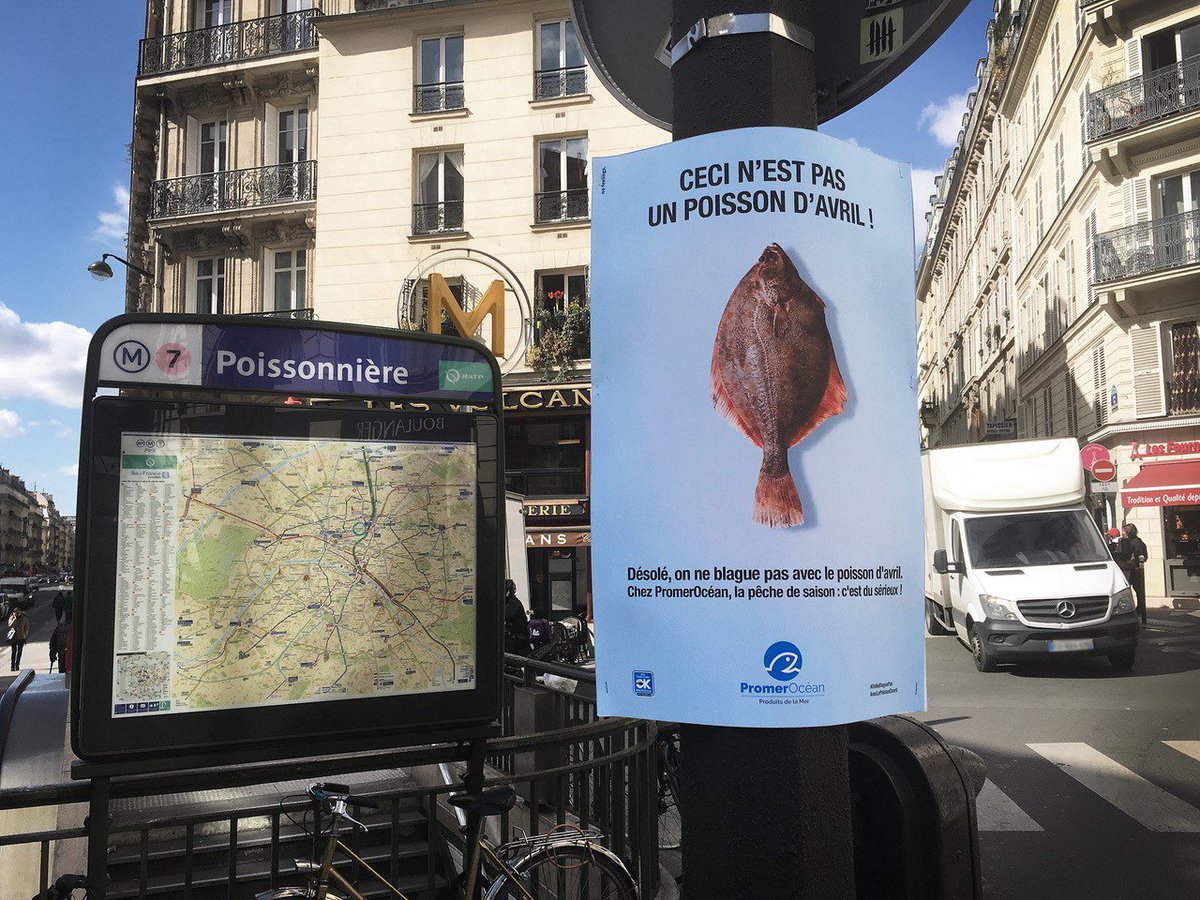 promerocean's tweet photo. Aujourd'hui, Promerocéan investit le Boulevard, la rue et le métro Poissonnière ! 
Désolé, on ne blague pas avec le Poisson d’avril.
#OnNeBlaguePasAvecLePoissonDavril https://t.co/jhP2HGbNyv