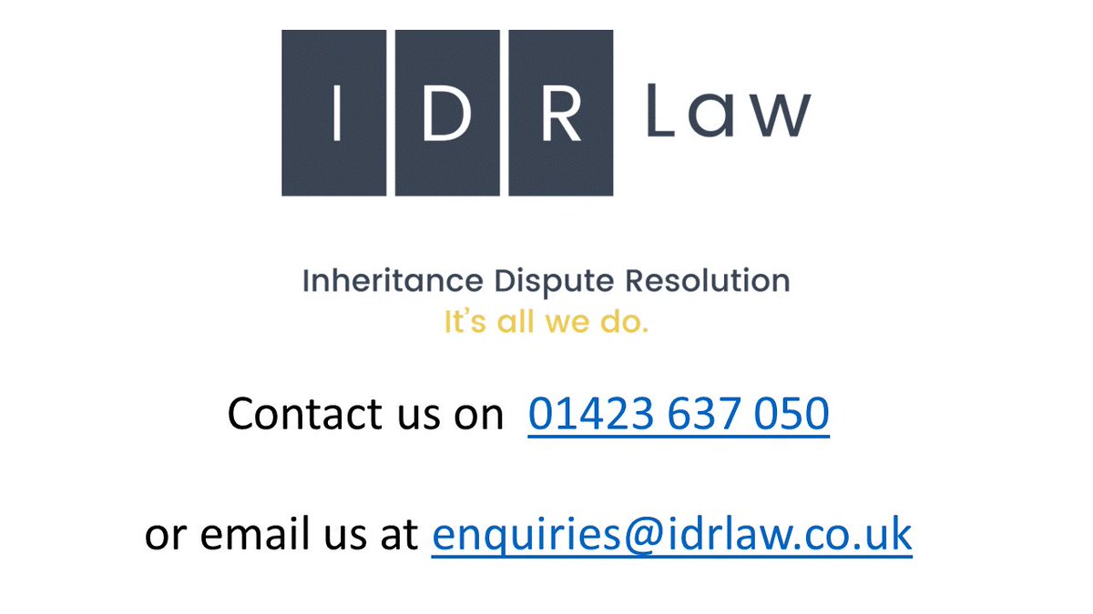 With over 50 years experience in contentious probate – who better to deal with your inheritance disputes than IDR Law. #DisputeResolution #lawyers 
idrlaw.co.uk  |<a href="/MartinIDRLaw/">IDR Law</a>