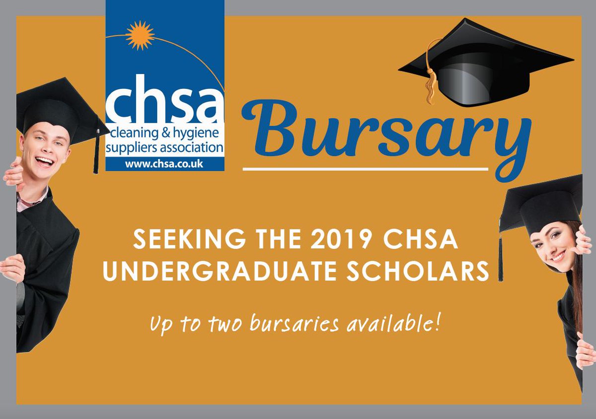 ChsaCleaning's tweet photo. SEEKING THE 2019 UNDERGRADUATE SCHOLARS 
Up to two bursaries available to the children of employees of CHSA members.  Use your short video to spread the word! 
https://t.co/Qwgh8VDOOk https://t.co/yagar5dvo9