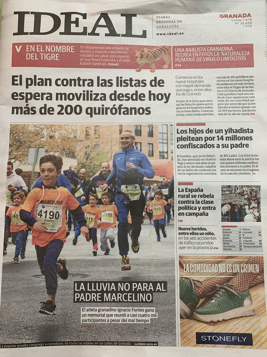 mpmarcelino's tweet photo. Portada de @ideal_granada: “La lluvia no para al Padre Marcelino”.
#XIIIMPM #EstaEsLaMarcelino 🏃🏽♀️🏃🏻♂️ https://t.co/U72dXpKNlE